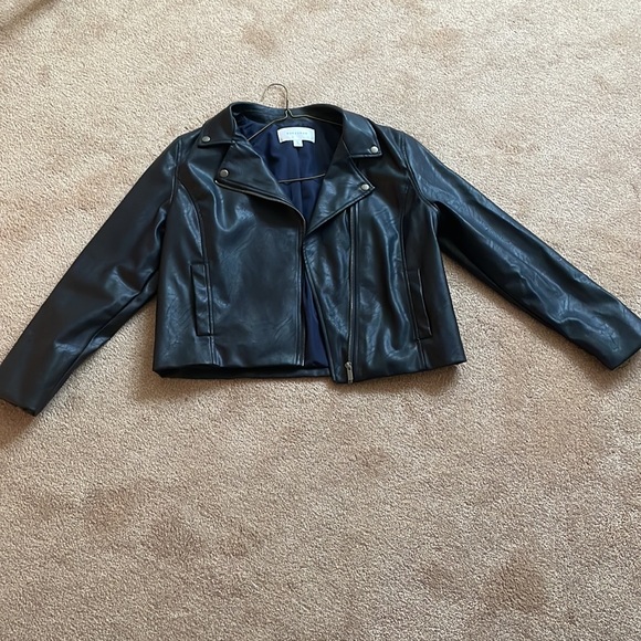 Navy blue leather jacket - Picture 4 of 7